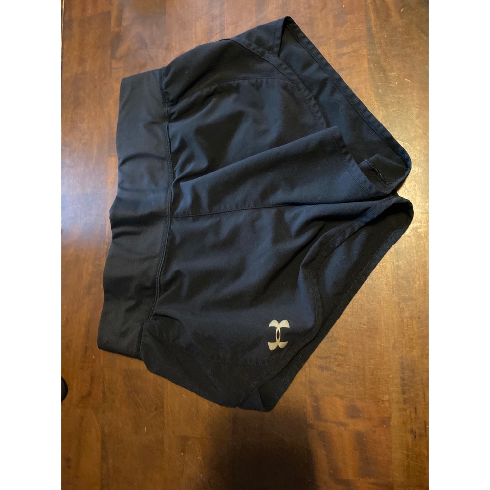 Under Armour HeatGear Women Black Running Shorts XS Rear Zip Pocket Liner